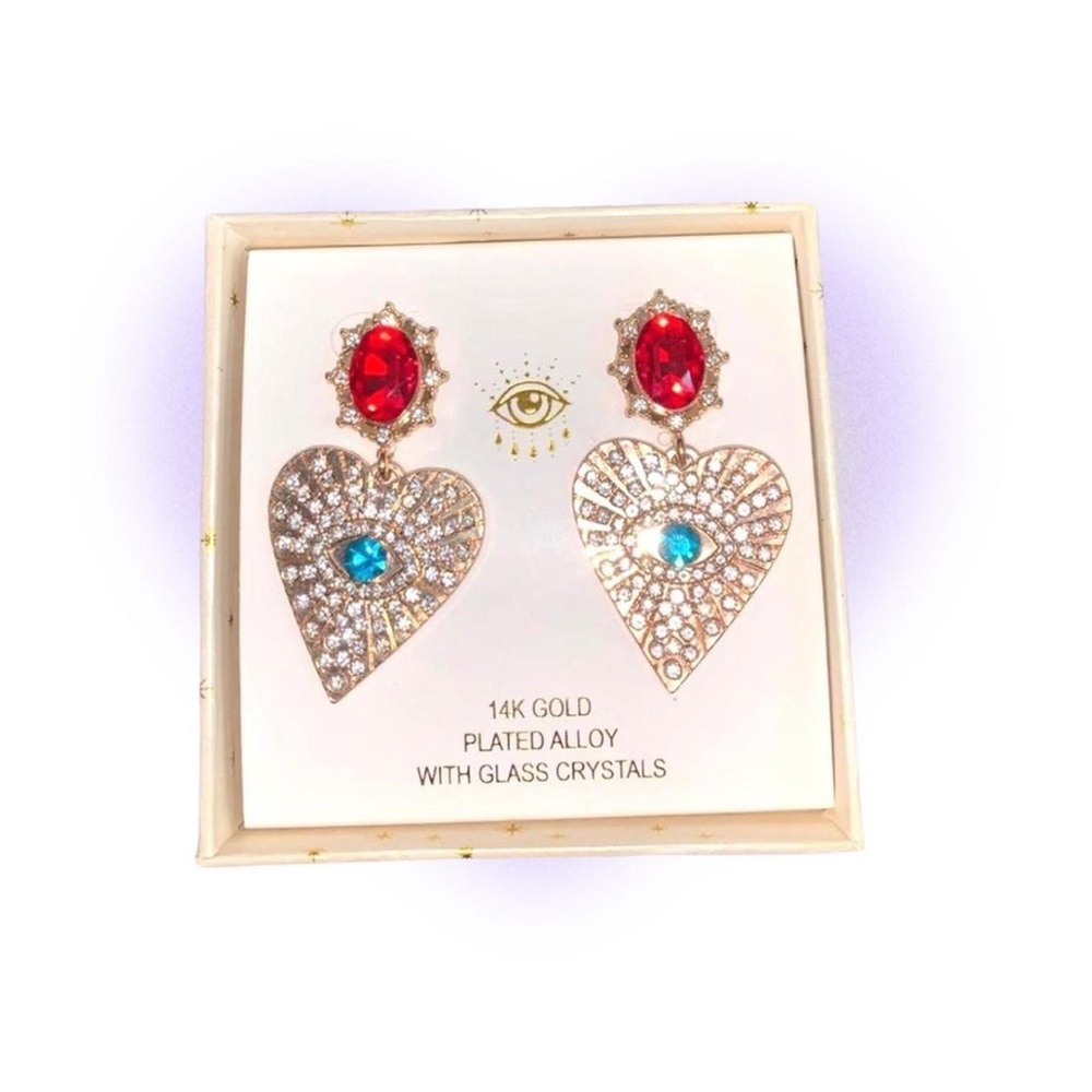 Eye Candy evil eye earrings with glass crystals